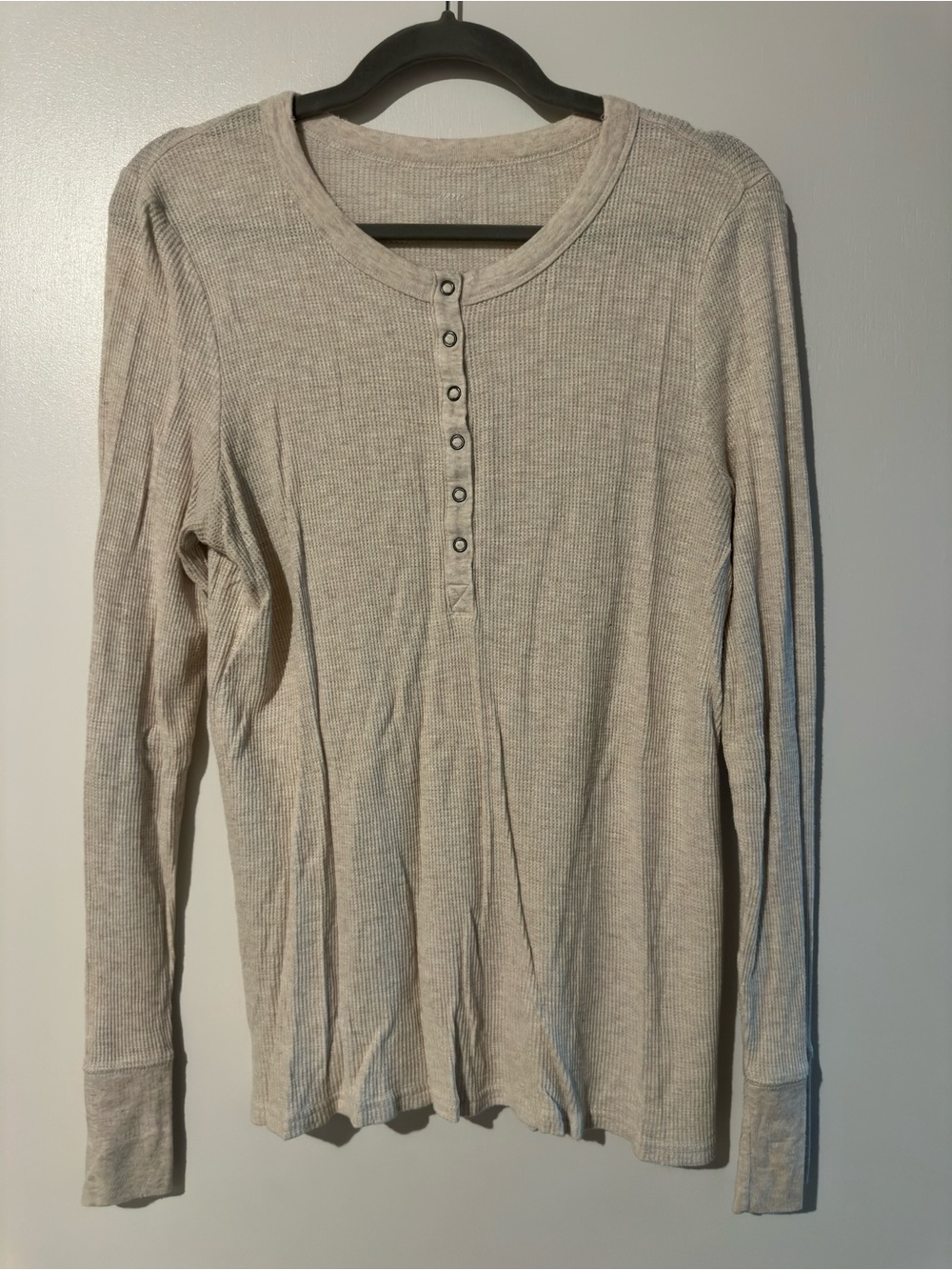 American Eagle Outfitters Light Beige Long-Sleeve Henley